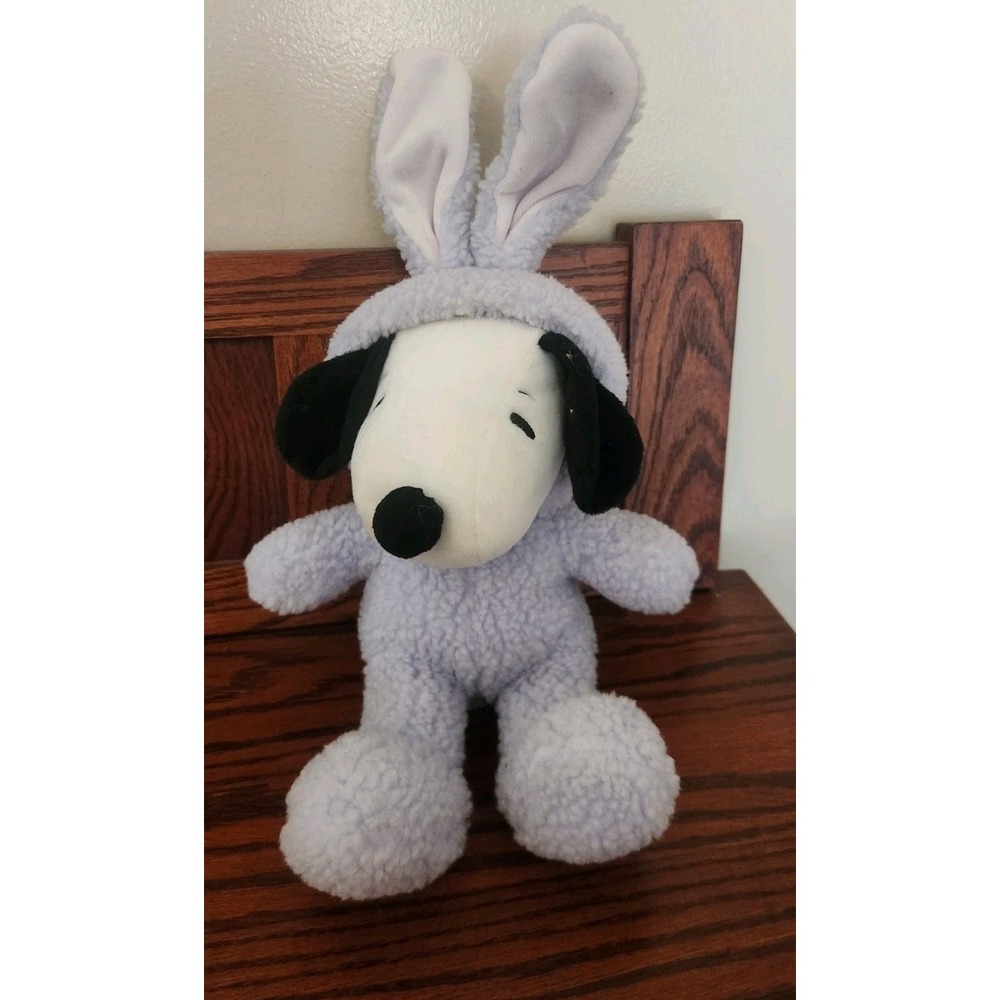 Hallmark Peanuts Easter SNOOPY 14" Plush Lavender Purple Bunny Outfit